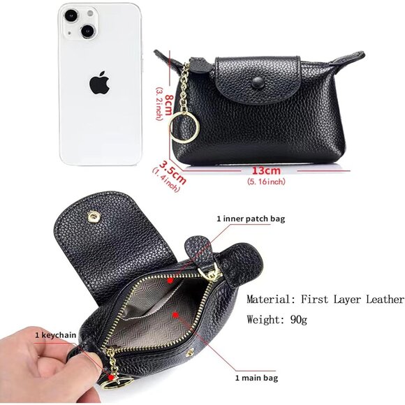 Womens Fashionable Leather Wallet Key Chain Zipper Pouch Classic Money Green Bag - Picture 2 of 9